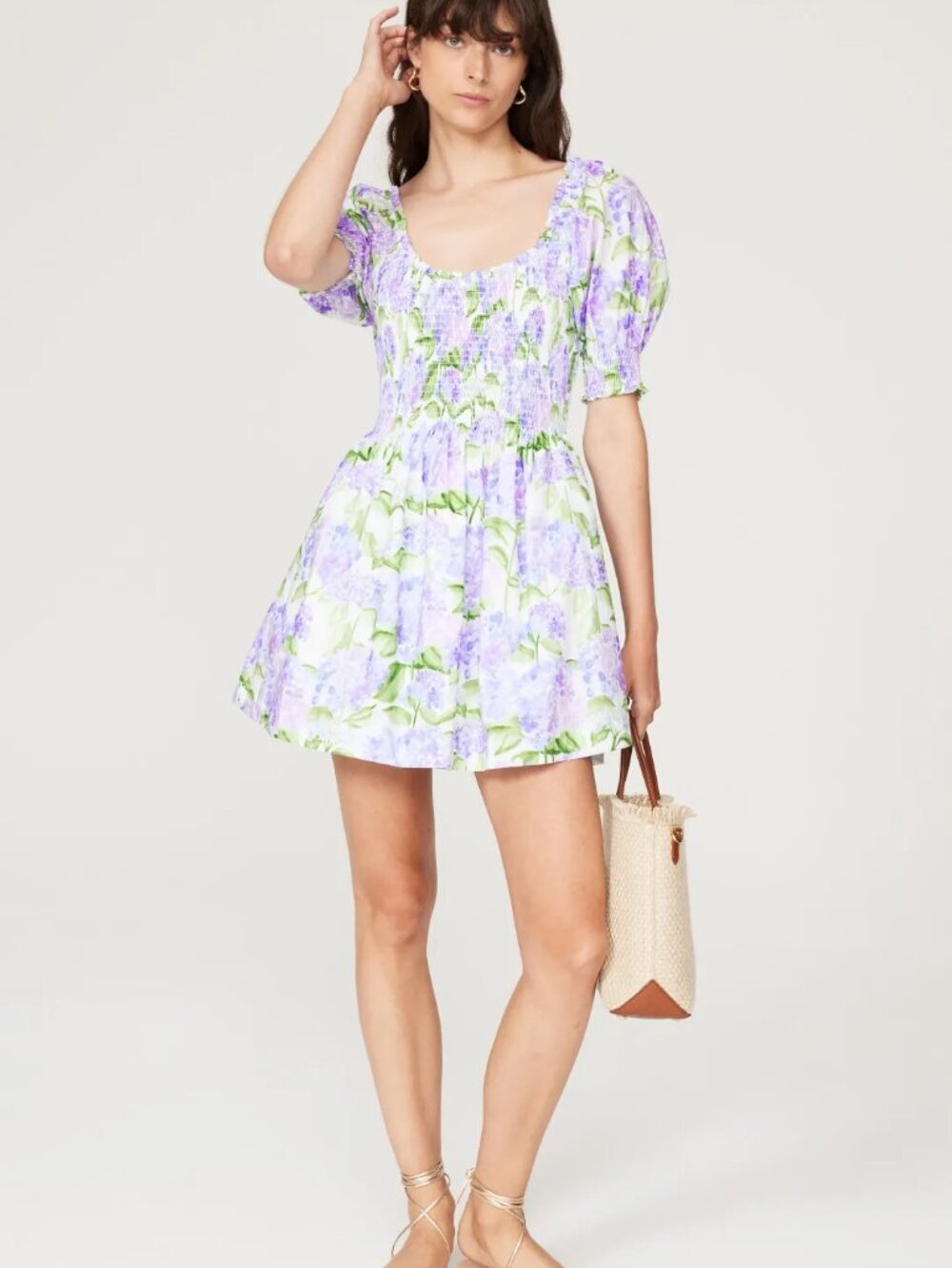 Hill House Home Naia Nap Dress | Purple Hydrangea Floral | Smocked Mini | M